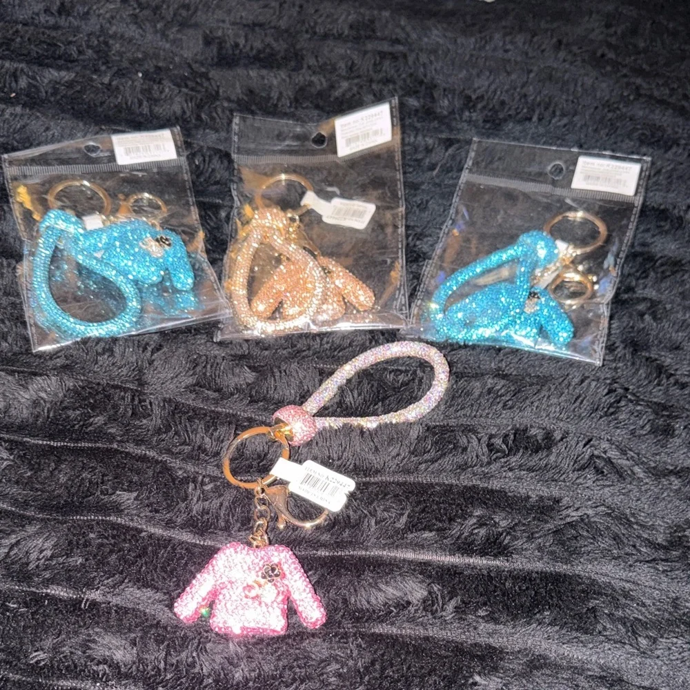 Elegant Glitter Keychain Set - Blue and Gold